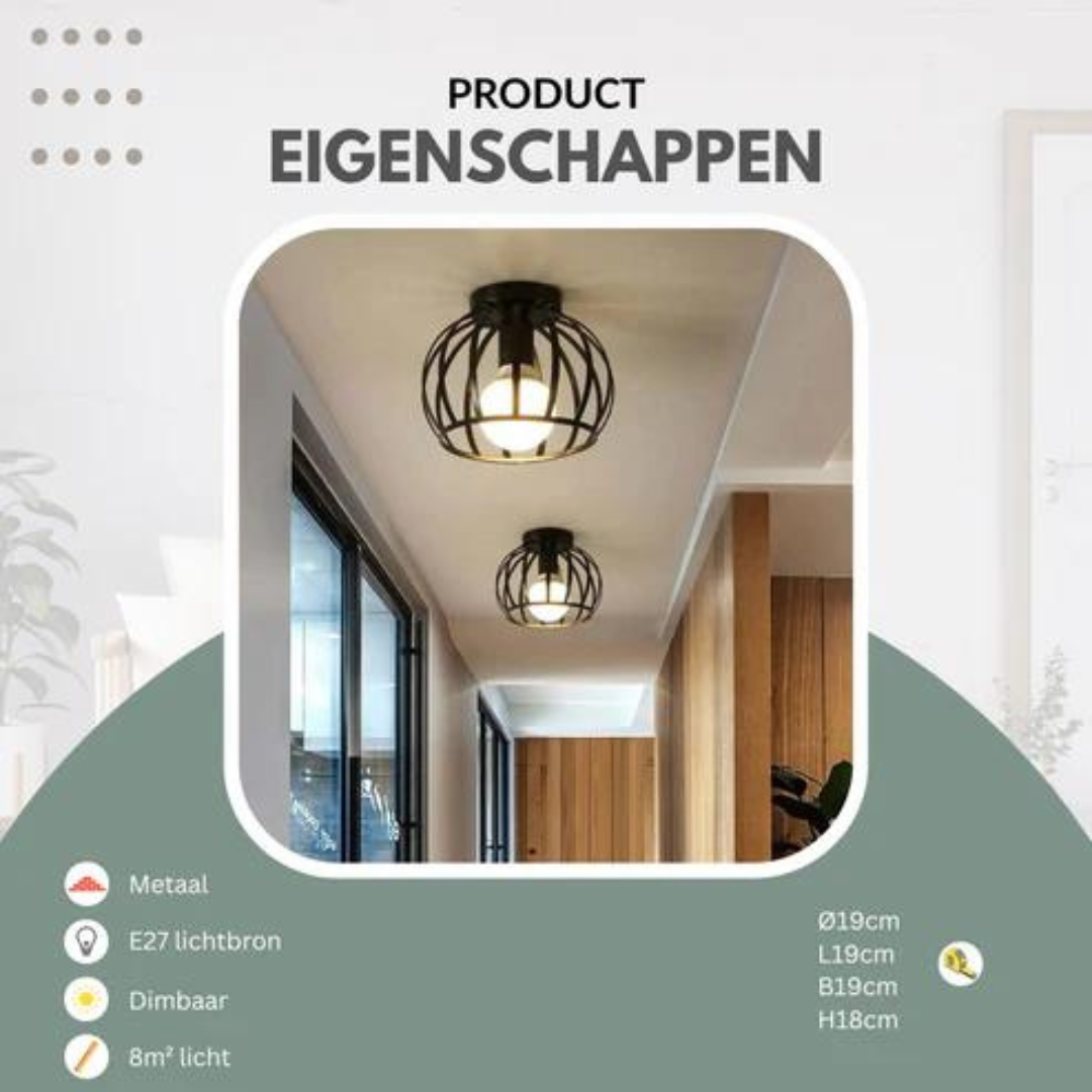 Trendy industriell taklampe med åpent design - ForgeLight | Skanto