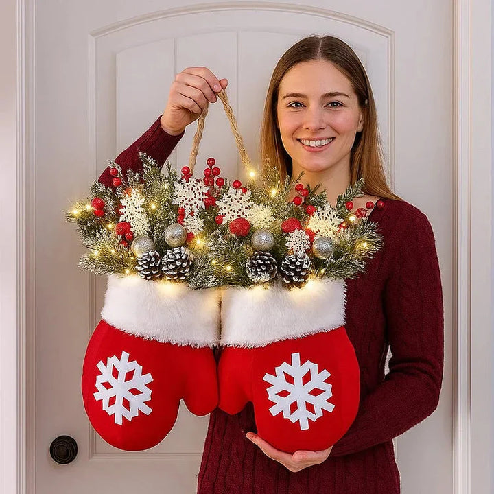 Skanto | Forbelyst julekrans i mittenform – 120 LED-lys med tidtakerfunktion