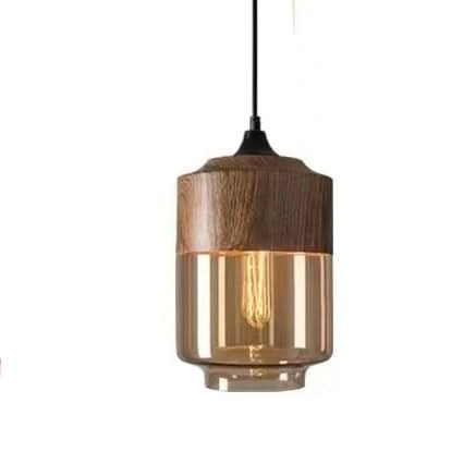 Håndgeblasene Pendelleuchte fra Glas og Holz, Verstellbar