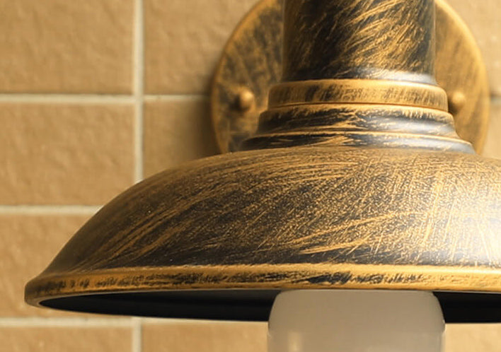 Retro Loft Dome Jern Utendørs Vanntett 1-Lyskilde Buet Arm Vegglampe | Skanto