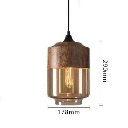 Skanto | EternaGlow Pendellampe laget av Glass og Tre | Elegant Design for Ditt Hjem