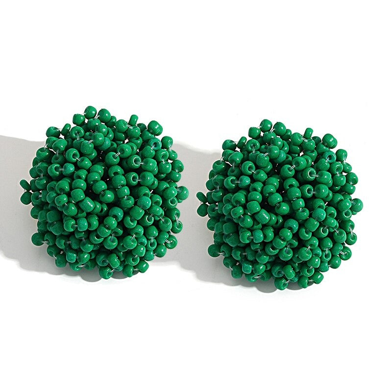 Norvo | Lys og morsom håndlaget multicolor perle pompom stud øredobber