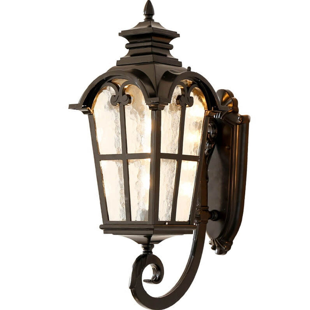 Europeisk Retro Glass Aluminium Lantern Ute Vanntett 1-Lys Vegglampe | Skanto