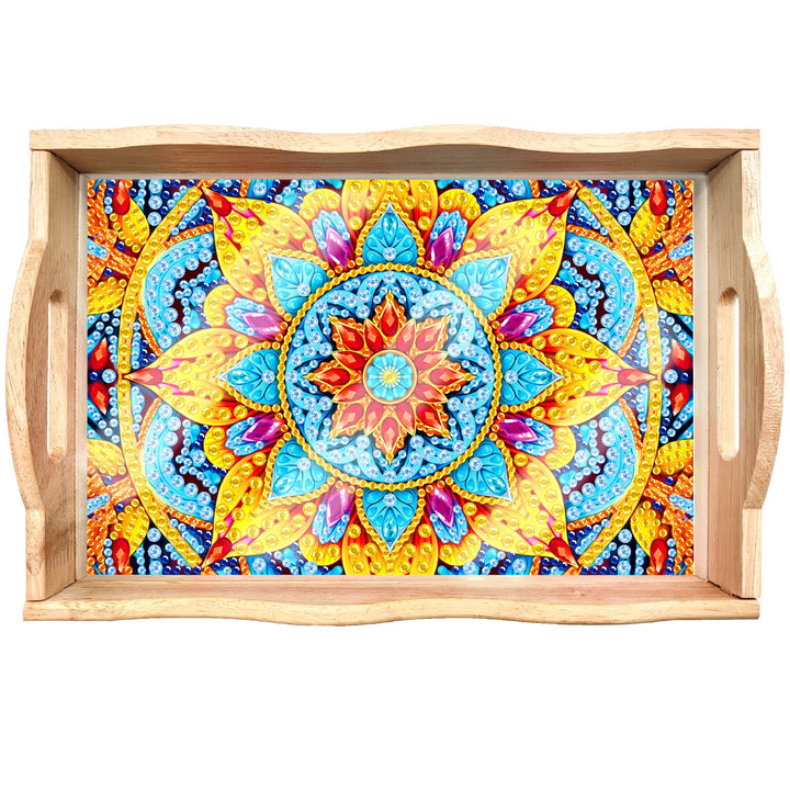 Skanto | DIY Diamant Maleri Trebrett Matbrett med Håndtak Stue Dekorasjon Mandala Trebrett Sett
