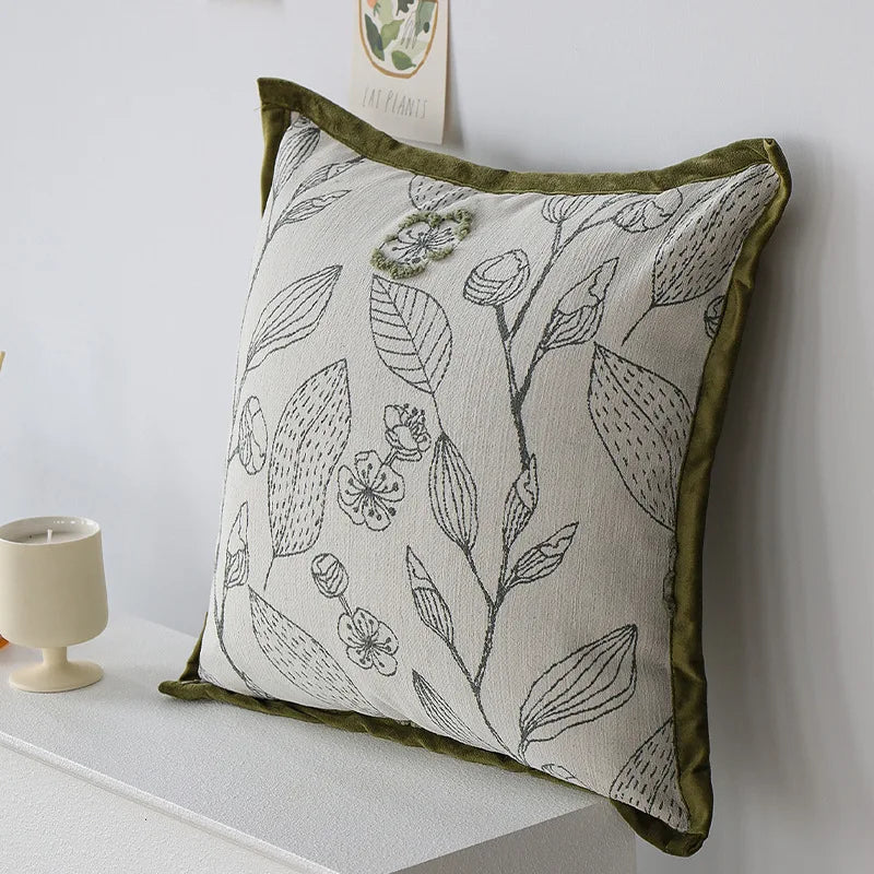 Skanto | Lett luksus kremgrønn putetrekk 45x45cm – Dekorativ jacquard putetrekk