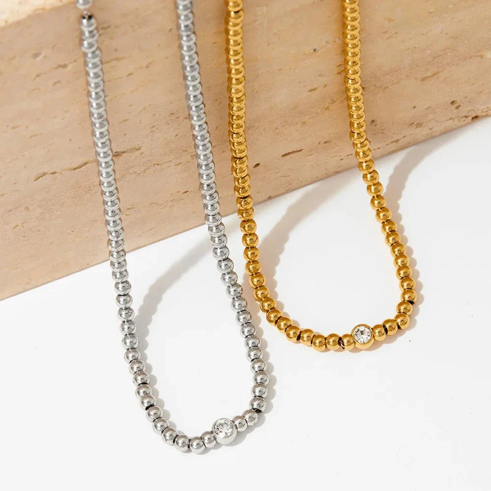 Skanto | 18k Perlede Diamant Senter Halssmykke og Armbånd