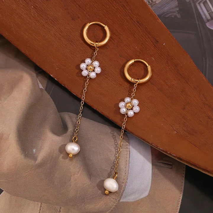 Skanto | 18k Hengende Blomster Perle Øredobber