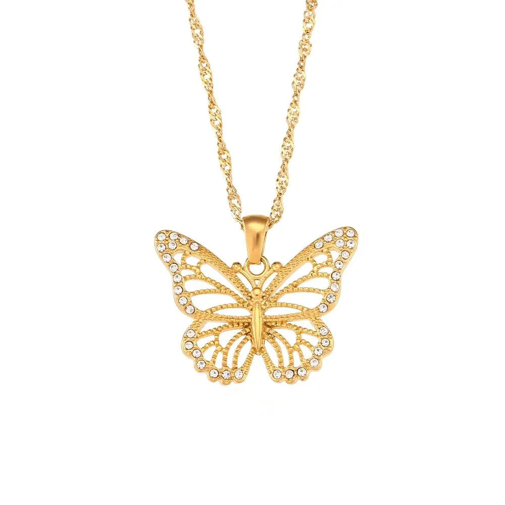 Skanto | 18k Diamant Accentuerte Sommerfuglhalskjede