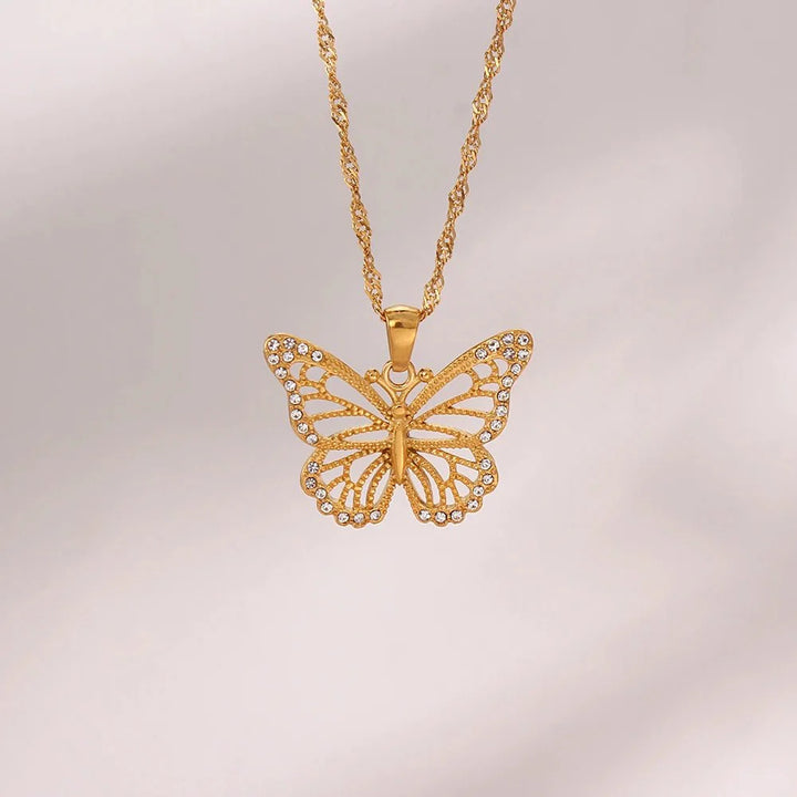 Skanto | 18k Diamant Accentuerte Sommerfuglhalskjede