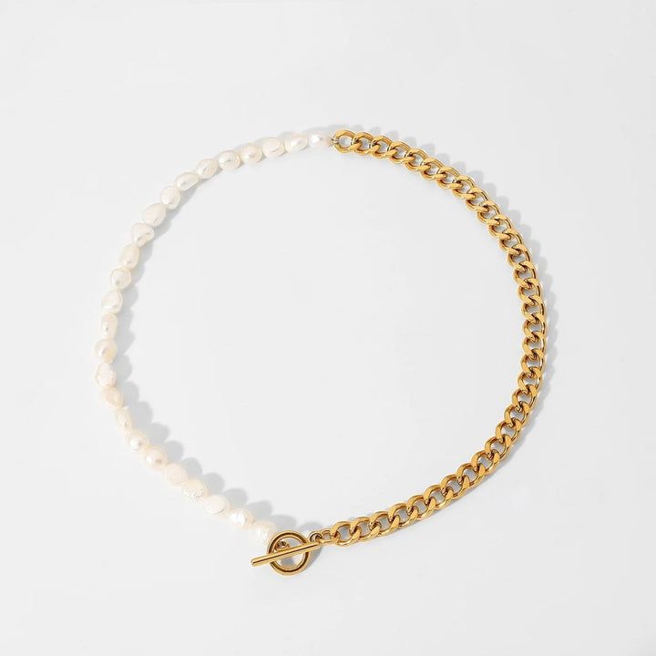 Skanto | 18k Gull Klassisk Moderne Cuban Pearl Choker Smykke
