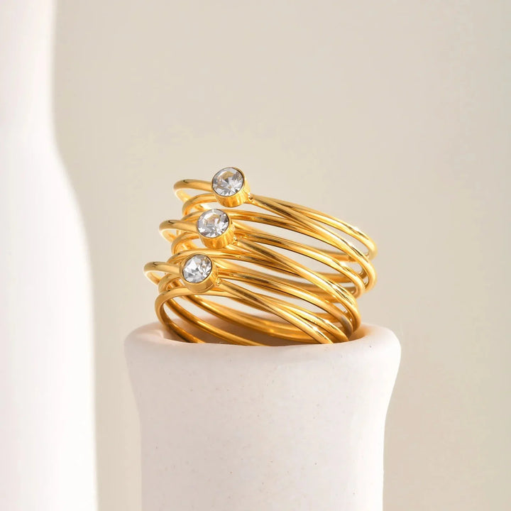 Skanto | 18k Flerlags Tre-diamantringer