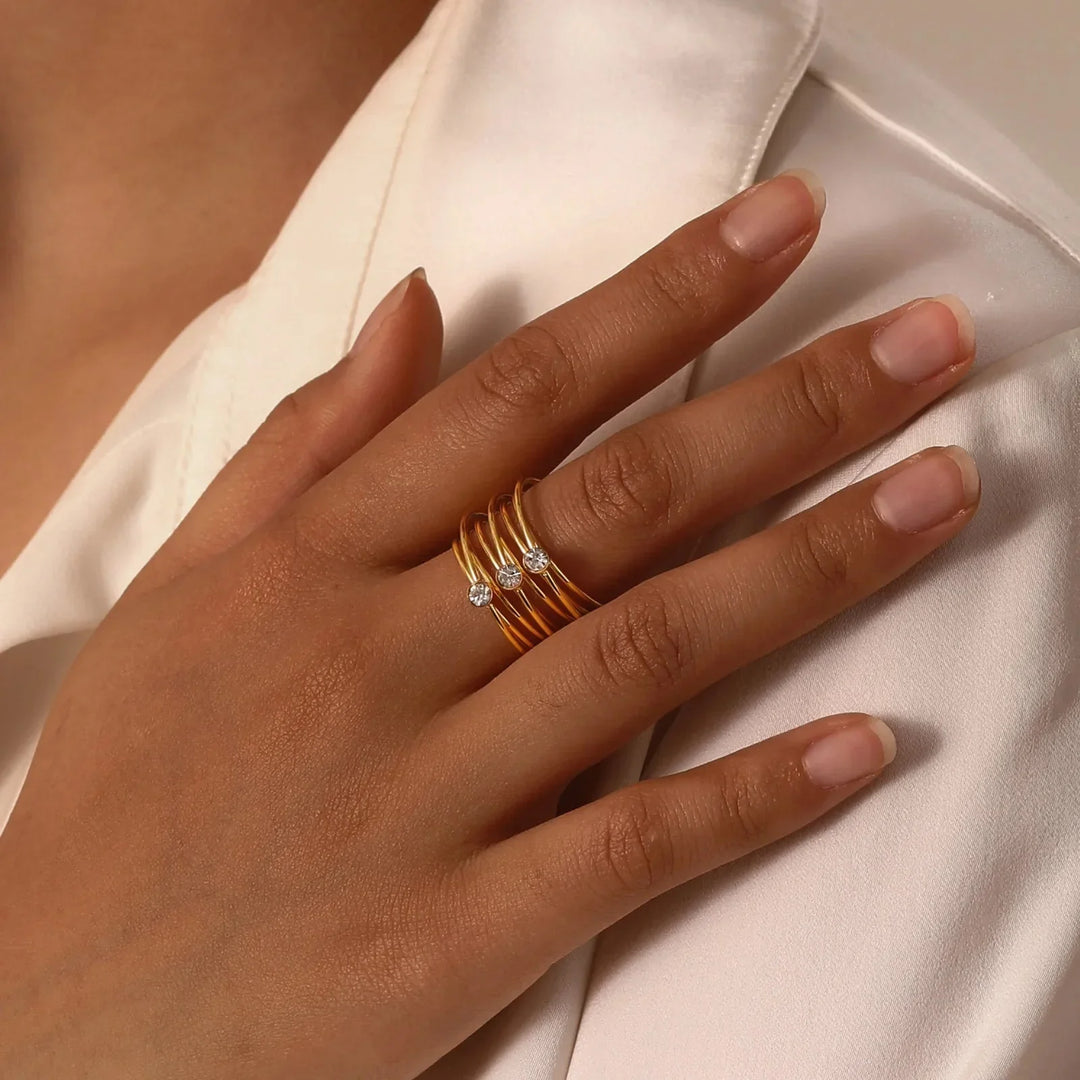 Skanto | 18k Flerlags Tre-diamantringer