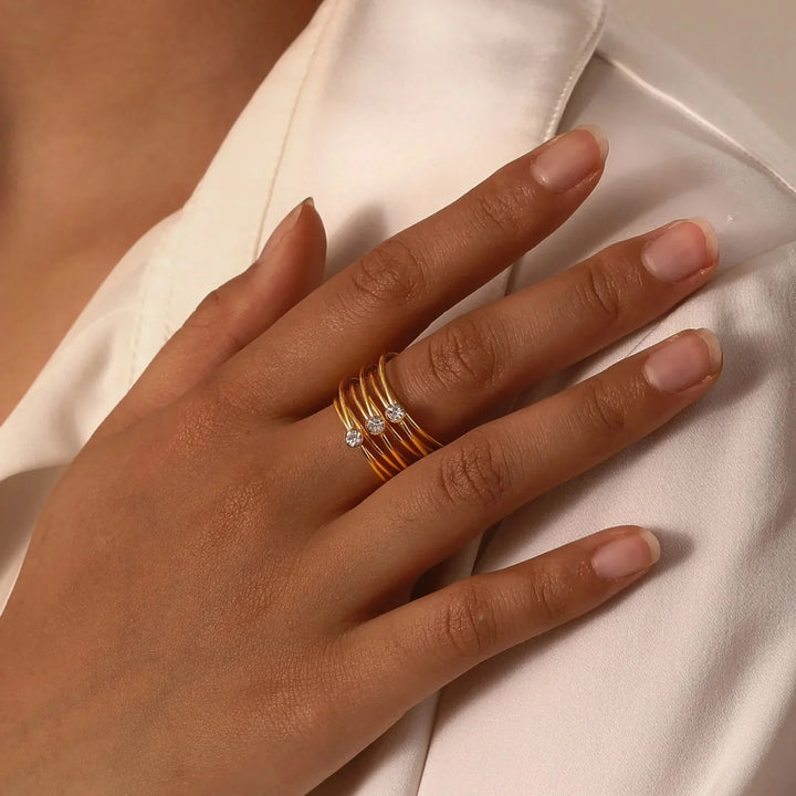 Skanto | 18k Flerlags Tre-diamantringer