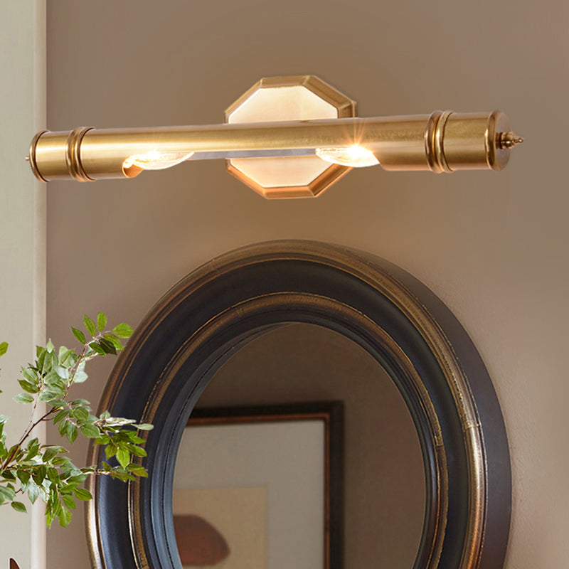 Messing Pol Veggmontert Vanity Lys Retro Metall 14"/18" Bredde 2 Pærer Bad Sconces Belysning | Skanto