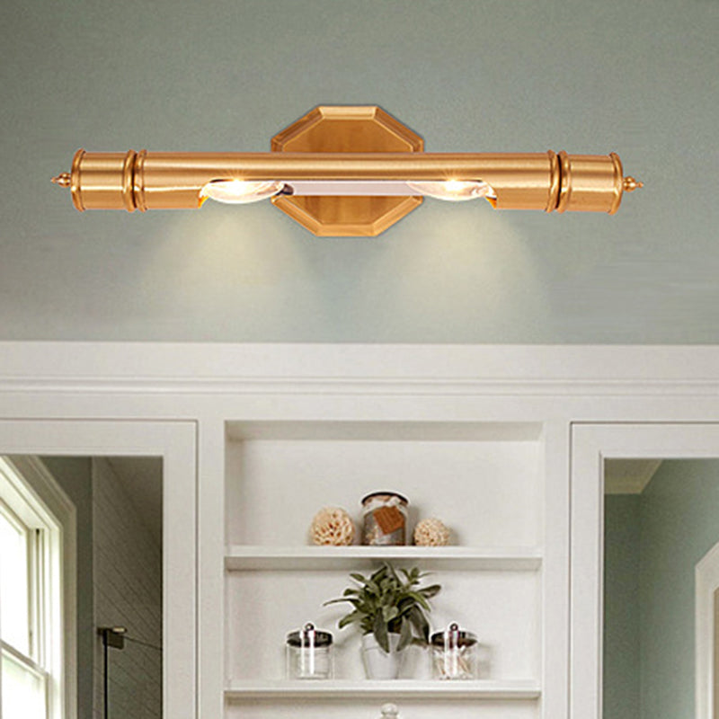 Messing Pol Veggmontert Vanity Lys Retro Metall 14"/18" Bredde 2 Pærer Bad Sconces Belysning | Skanto