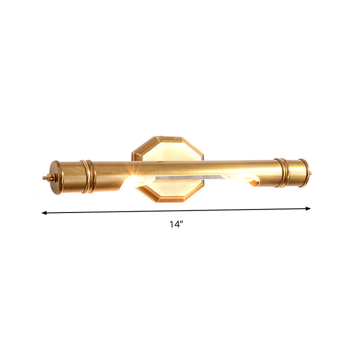 Messing Pol Veggmontert Vanity Lys Retro Metall 14"/18" Bredde 2 Pærer Bad Sconces Belysning | Skanto