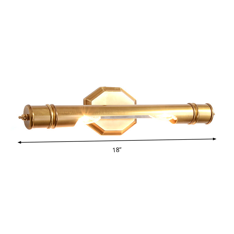 Messing Pol Veggmontert Vanity Lys Retro Metall 14"/18" Bredde 2 Pærer Bad Sconces Belysning | Skanto