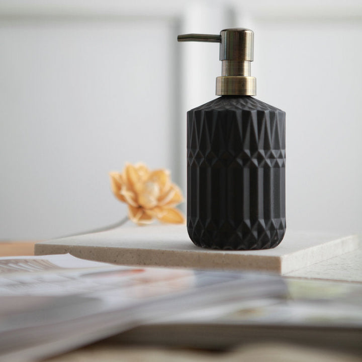 Skanto | CrystalFoam Glass Såpe dispenser | Diamantmønster Design | Elegant lagring for såpe | Moderne baddecor