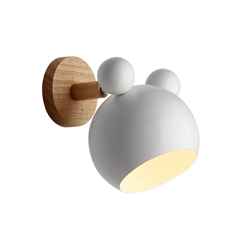 Bjørn/Bjelle Rotating Veggmontert Lampe Macaron Iron 1-Hode Sengelesing Vegglampe i Hvit/Rosa/Grønn og Tre | Skanto
