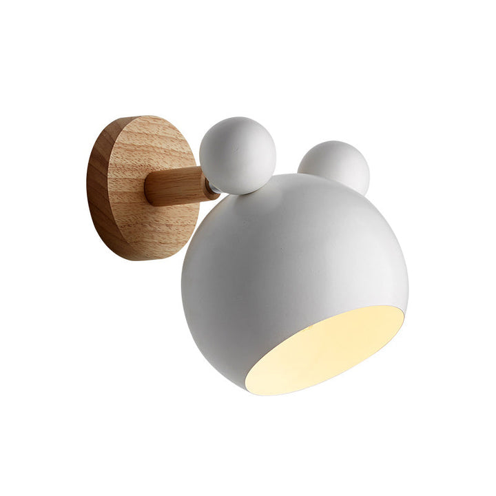 Bjørn/Bjelle Rotating Veggmontert Lampe Macaron Iron 1-Hode Sengelesing Vegglampe i Hvit/Rosa/Grønn og Tre | Skanto