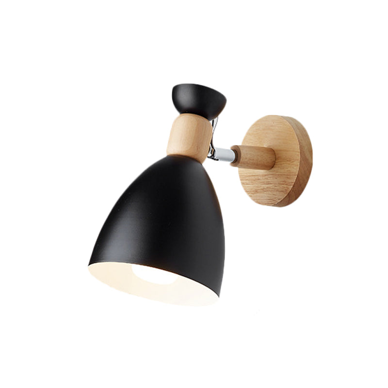 Bjørn/Bjelle Rotating Veggmontert Lampe Macaron Iron 1-Hode Sengelesing Vegglampe i Hvit/Rosa/Grønn og Tre | Skanto