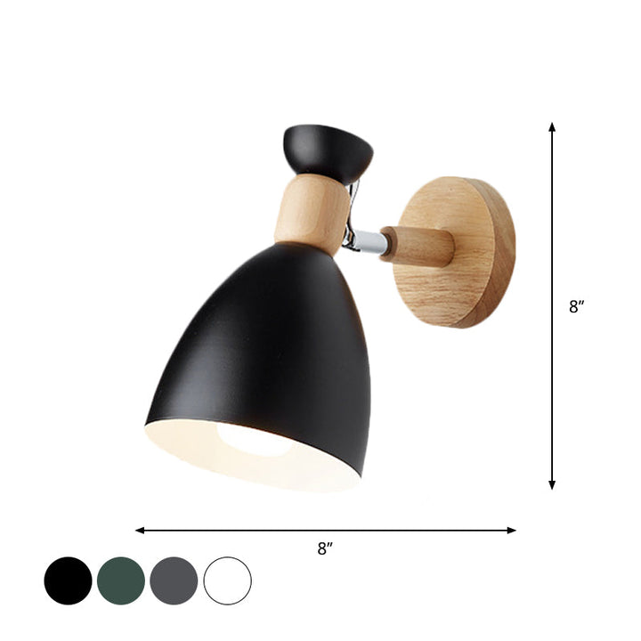 Bjørn/Bjelle Rotating Veggmontert Lampe Macaron Iron 1-Hode Sengelesing Vegglampe i Hvit/Rosa/Grønn og Tre | Skanto