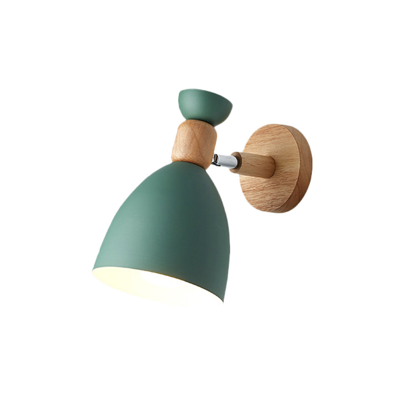 Bjørn/Bjelle Rotating Veggmontert Lampe Macaron Iron 1-Hode Sengelesing Vegglampe i Hvit/Rosa/Grønn og Tre | Skanto