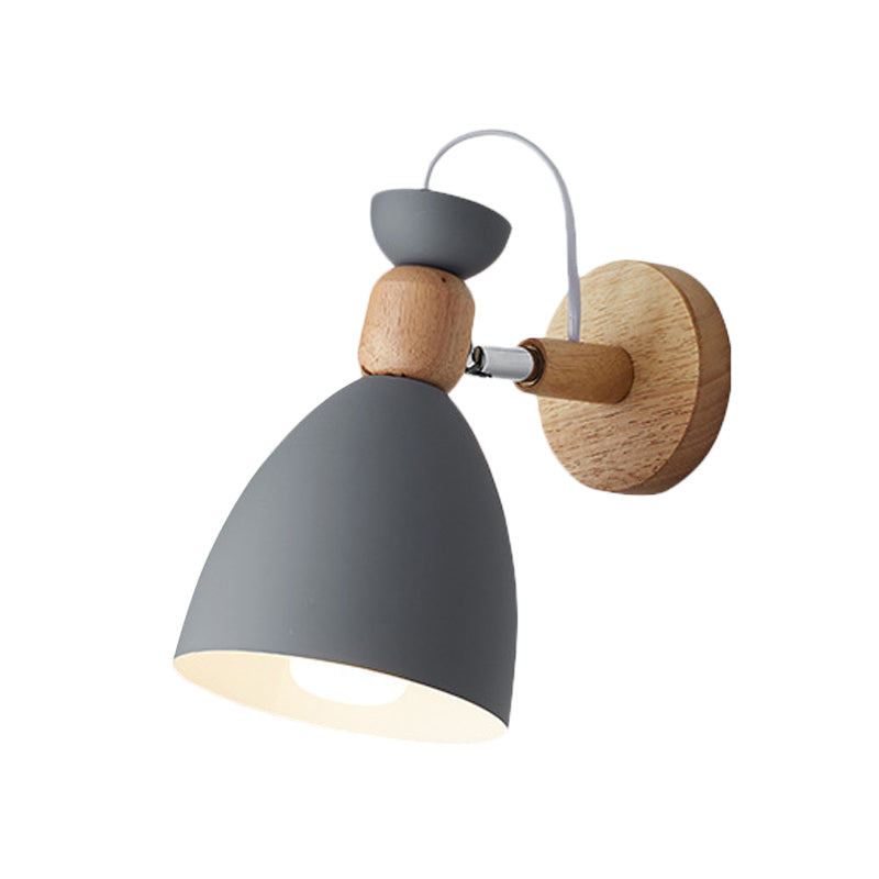 Bjørn/Bjelle Rotating Veggmontert Lampe Macaron Iron 1-Hode Sengelesing Vegglampe i Hvit/Rosa/Grønn og Tre | Skanto