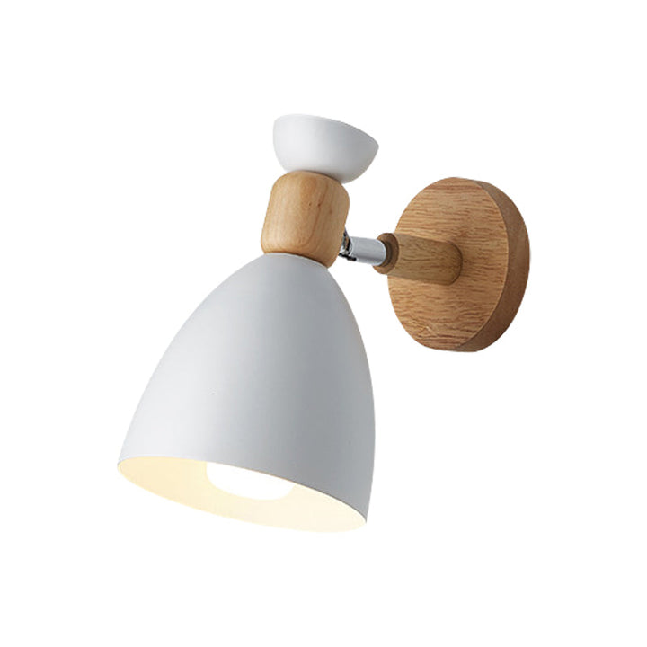 Bjørn/Bjelle Rotating Veggmontert Lampe Macaron Iron 1-Hode Sengelesing Vegglampe i Hvit/Rosa/Grønn og Tre | Skanto