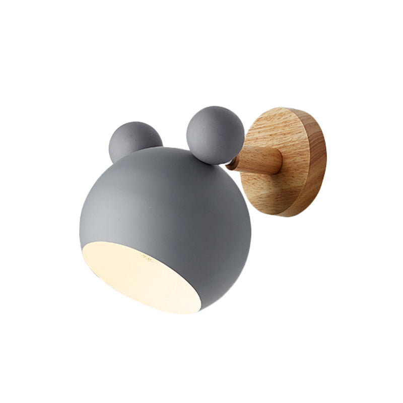 Bjørn/Bjelle Rotating Veggmontert Lampe Macaron Iron 1-Hode Sengelesing Vegglampe i Hvit/Rosa/Grønn og Tre | Skanto