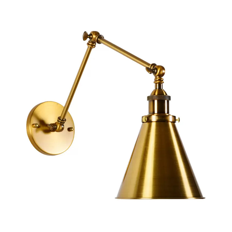 Messing 1 Lyspære Vegglampe Sett Antikk Metall Kappet Veggfeste med Fleksibel Svingarm | Skanto