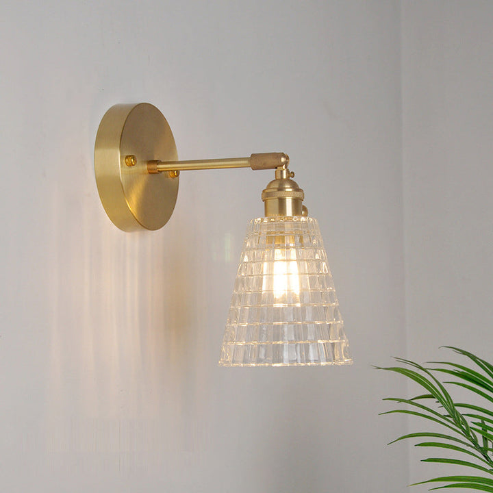 Jern Messing Finish Vegg Leselampe Svingarm 1-Lys Industriell Veggmontert Lampe med Blomst/Skål Klar Glass Skjerm | Skanto