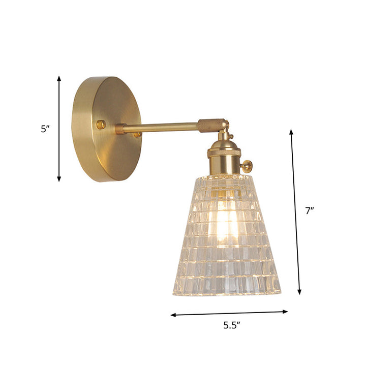 Jern Messing Finish Vegg Leselampe Svingarm 1-Lys Industriell Veggmontert Lampe med Blomst/Skål Klar Glass Skjerm | Skanto