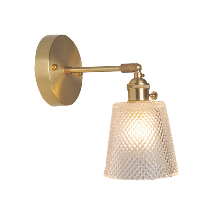 Jern Messing Finish Vegg Leselampe Svingarm 1-Lys Industriell Veggmontert Lampe med Blomst/Skål Klar Glass Skjerm | Skanto