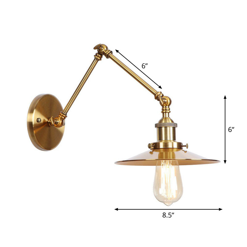 Skanto | Jern Messing Vegglys Med Skjell/Horn/Kjegle Enkelt 6"/8" Bredde Antikk Vegglampe Med Svingarm