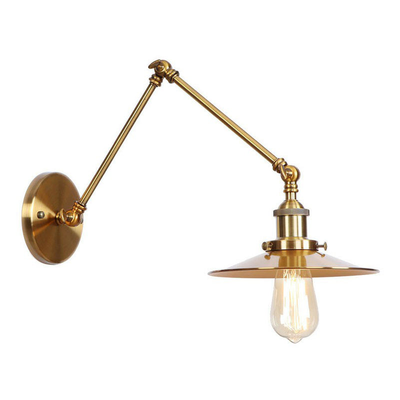Skanto | Jern Messing Vegglys Med Skjell/Horn/Kjegle Enkelt 6"/8" Bredde Antikk Vegglampe Med Svingarm