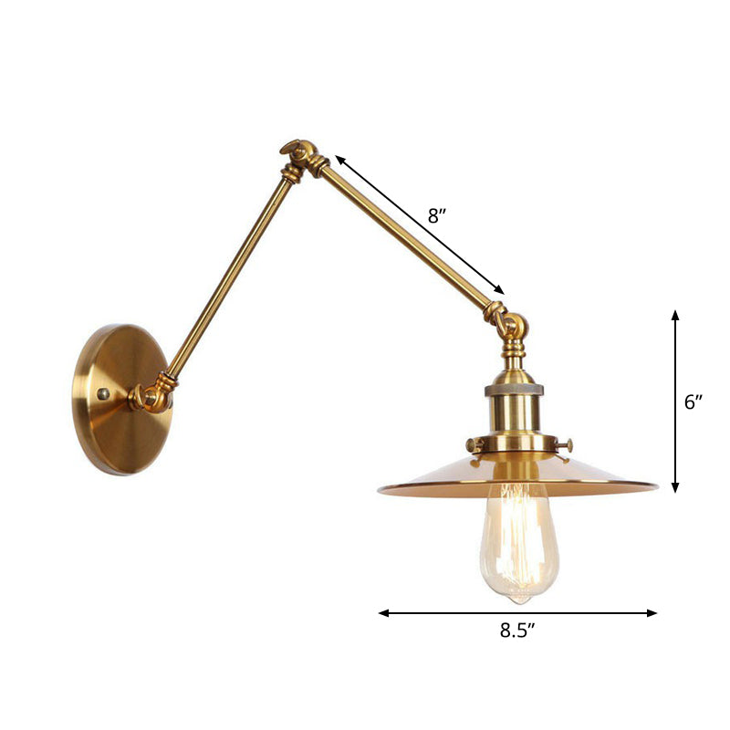 Skanto | Jern Messing Vegglys Med Skjell/Horn/Kjegle Enkelt 6"/8" Bredde Antikk Vegglampe Med Svingarm