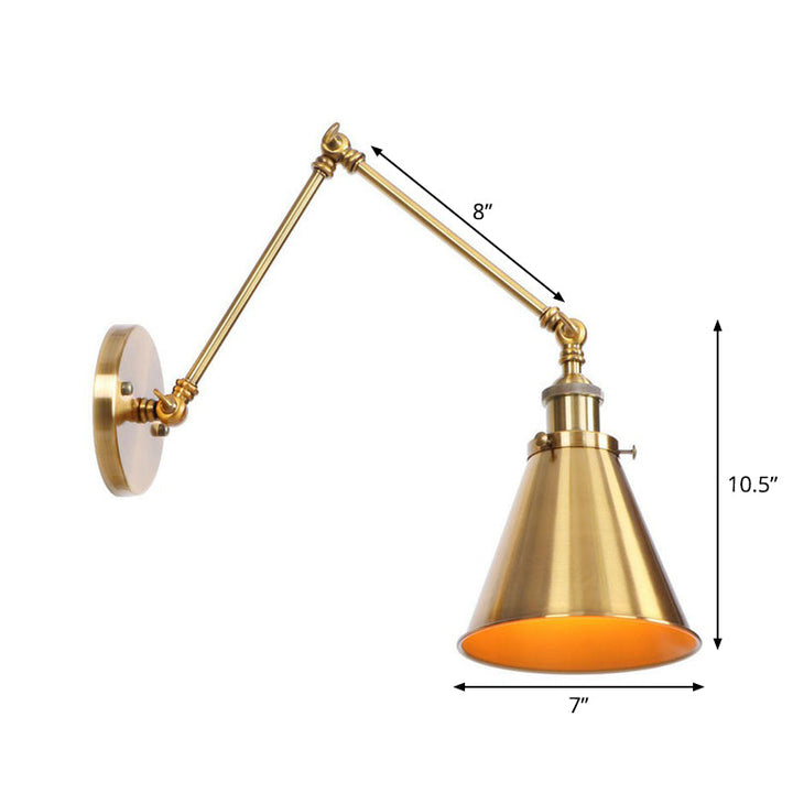 Skanto | Jern Messing Vegglys Med Skjell/Horn/Kjegle Enkelt 6"/8" Bredde Antikk Vegglampe Med Svingarm