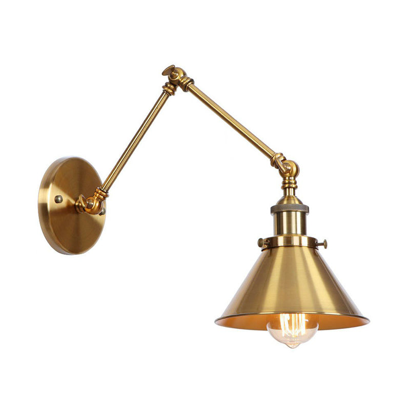 Skanto | Jern Messing Vegglys Med Skjell/Horn/Kjegle Enkelt 6"/8" Bredde Antikk Vegglampe Med Svingarm