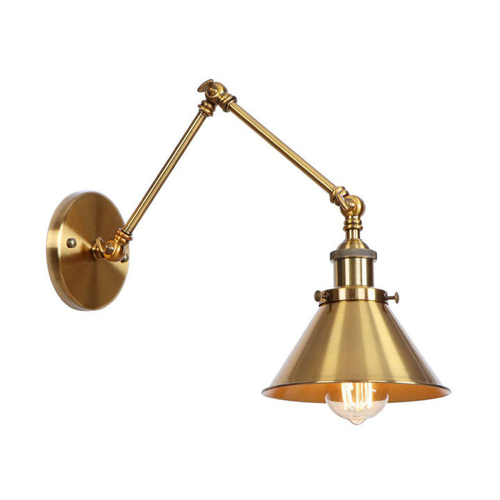 Skanto | Jern Messing Vegglys Med Skjell/Horn/Kjegle Enkelt 6"/8" Bredde Antikk Vegglampe Med Svingarm