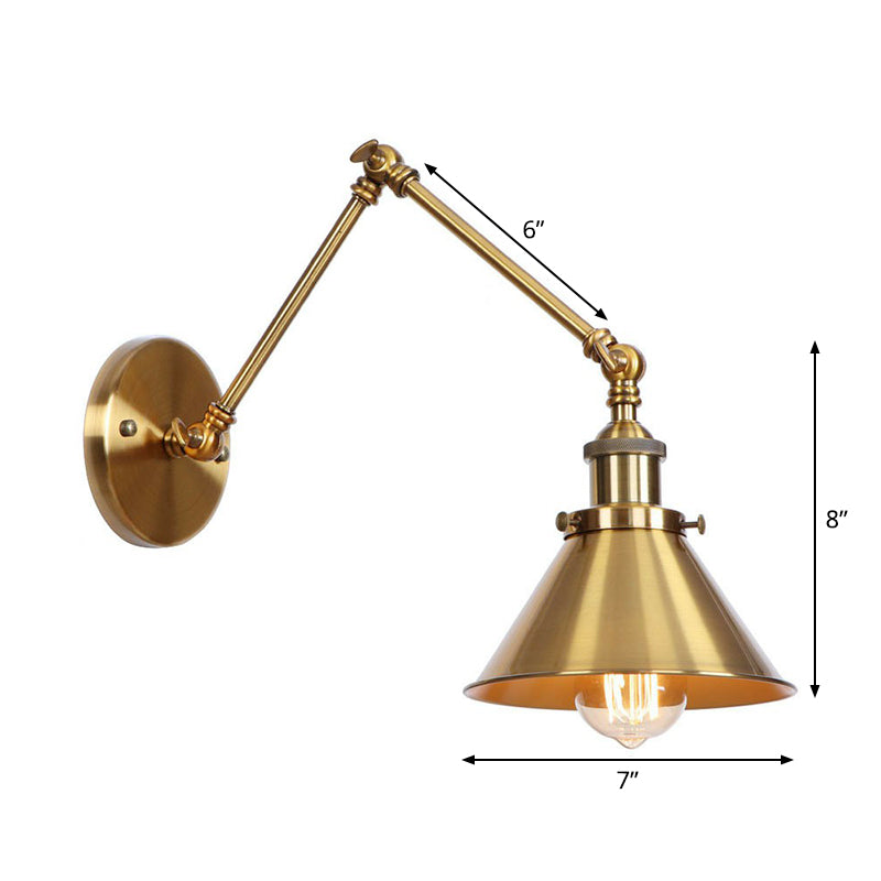 Skanto | Jern Messing Vegglys Med Skjell/Horn/Kjegle Enkelt 6"/8" Bredde Antikk Vegglampe Med Svingarm