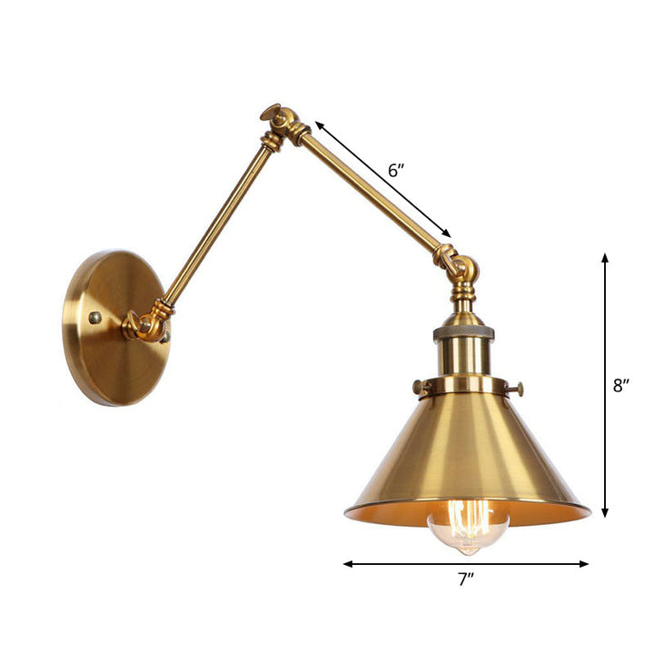 Skanto | Jern Messing Vegglys Med Skjell/Horn/Kjegle Enkelt 6"/8" Bredde Antikk Vegglampe Med Svingarm