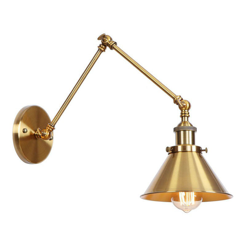 Skanto | Jern Messing Vegglys Med Skjell/Horn/Kjegle Enkelt 6"/8" Bredde Antikk Vegglampe Med Svingarm