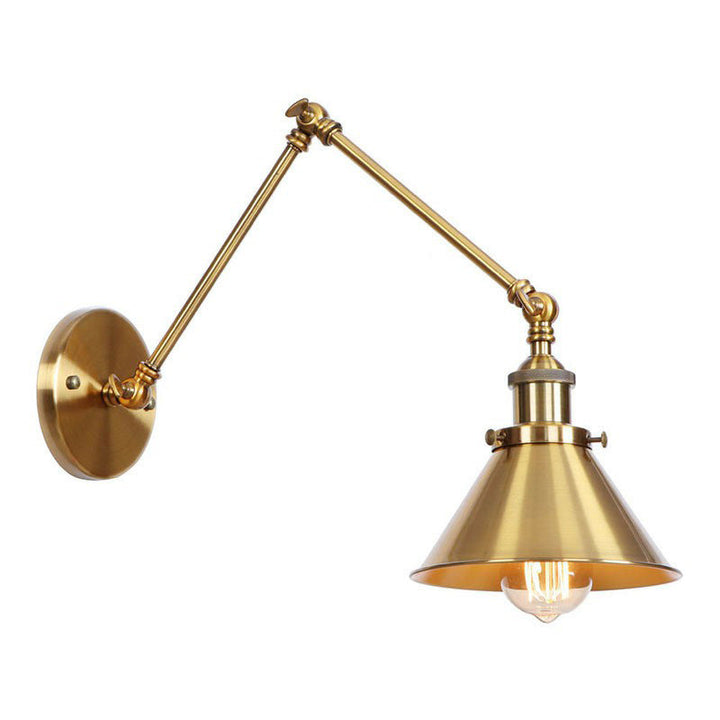 Skanto | Jern Messing Vegglys Med Skjell/Horn/Kjegle Enkelt 6"/8" Bredde Antikk Vegglampe Med Svingarm
