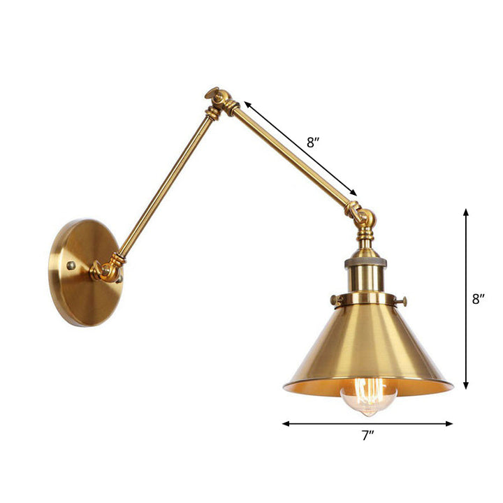 Skanto | Jern Messing Vegglys Med Skjell/Horn/Kjegle Enkelt 6"/8" Bredde Antikk Vegglampe Med Svingarm