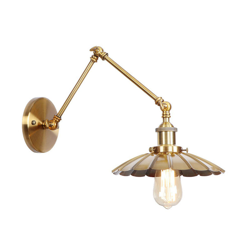 Skanto | Jern Messing Vegglys Med Skjell/Horn/Kjegle Enkelt 6"/8" Bredde Antikk Vegglampe Med Svingarm