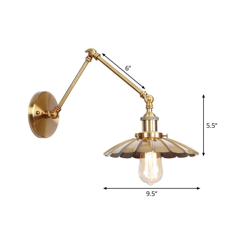 Skanto | Jern Messing Vegglys Med Skjell/Horn/Kjegle Enkelt 6"/8" Bredde Antikk Vegglampe Med Svingarm