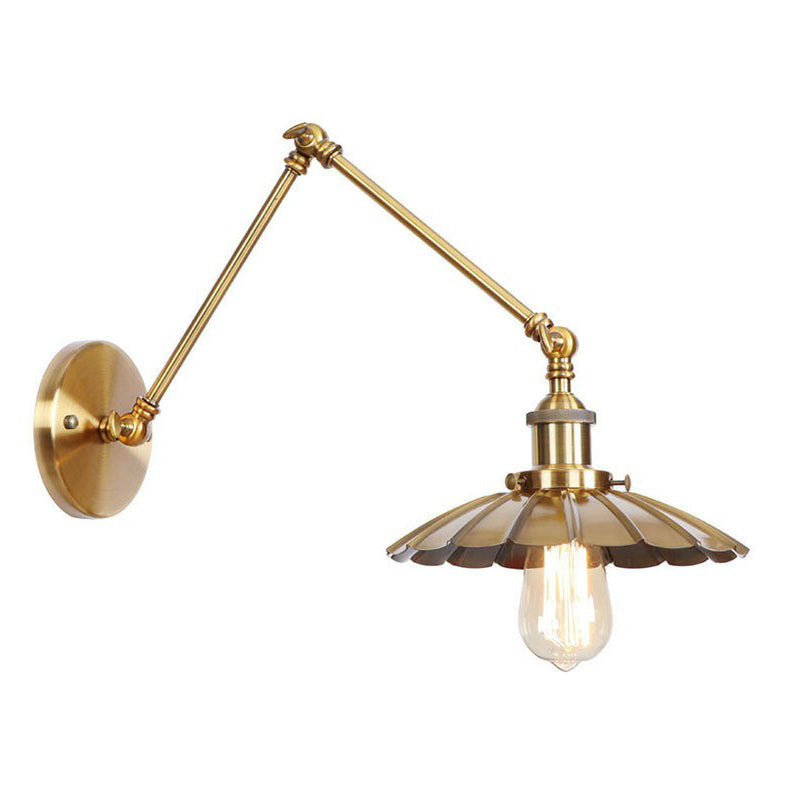 Skanto | Jern Messing Vegglys Med Skjell/Horn/Kjegle Enkelt 6"/8" Bredde Antikk Vegglampe Med Svingarm