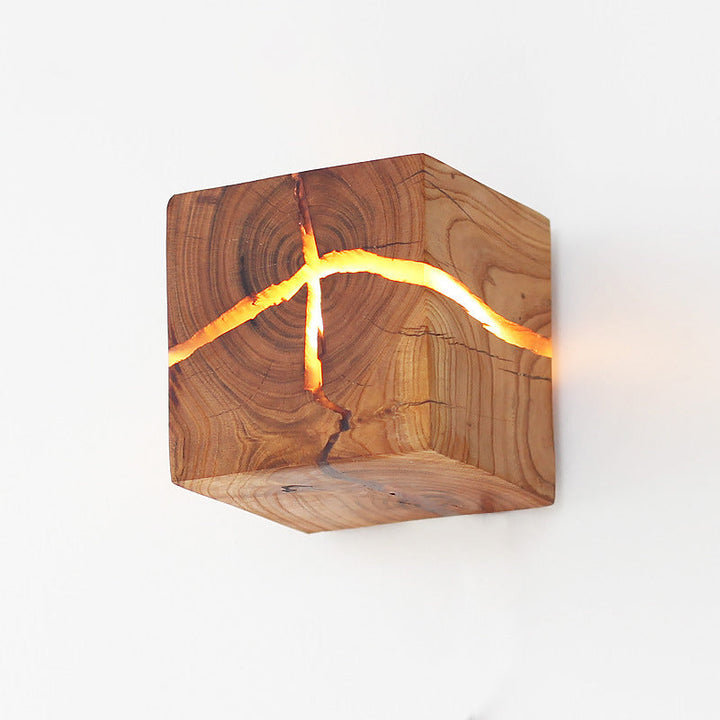 Cube Crack Wood Flush Wall Light Creative Nordic Integrated LED Beige Wall Mounted Lamp | Skanto