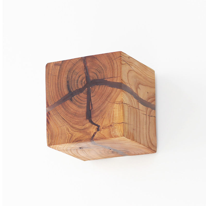 Cube Crack Wood Flush Wall Light Creative Nordic Integrated LED Beige Wall Mounted Lamp | Skanto